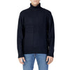 Armani Exchange blue turtleneck knitwear – elegant plain design with long sleeves, ideal for Fall/Winter.