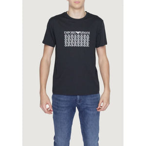 Emporio Armani Men's Black Printed T-shirt - Cotton Fabric