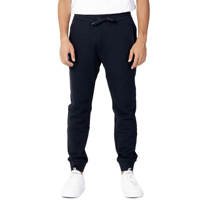 High-end blue trousers for men by Armani Exchange, featuring front pockets and laces, crafted from premium cotton blend.