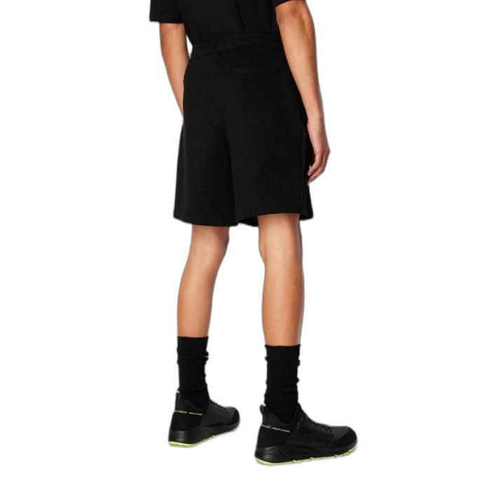 Armani Exchange men's black shorts with a plain pattern and lace fastening, offering a sophisticated and classic style for any occasion.