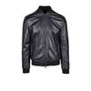 Armani Exchange Black Leather Blazer for Men, featuring a zip fastening and side pockets. Ideal for making a bold, successful statement on an international stage.