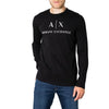 Armani Exchange black T-shirt for men, featuring long sleeves and a round neck, made from 100% cotton for a luxurious and sleek Fall/Winter look.