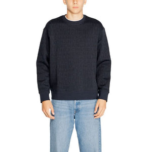 Armani Exchange men's blue sweatshirt with a print pattern, slip-on design, and round neck for a chic Fall/Winter look.