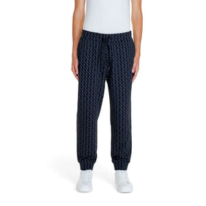 Armani Exchange black trousers with print pattern for men.