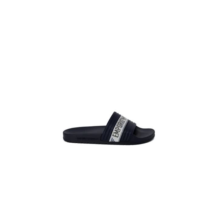 Emporio Armani Underwear Men's Blue Printed Slippers - Rubber Sole