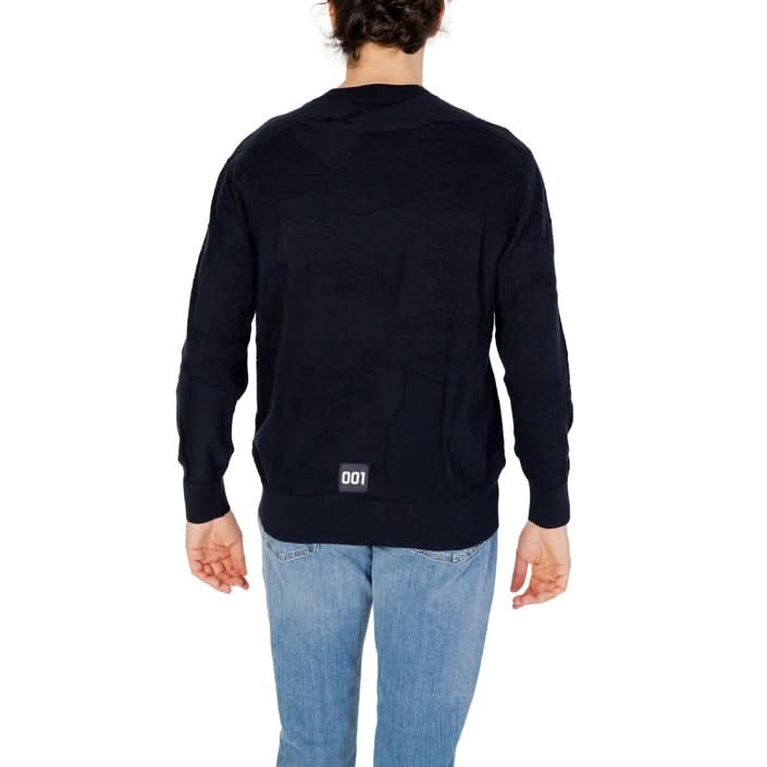 Elegant blue round neck knitwear by Armani Exchange