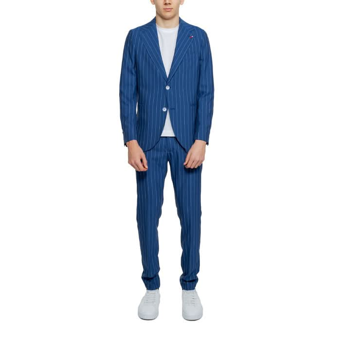 Mulish Men's Light Blue Suit - Front View with Lapel Collar and Tailored Fit