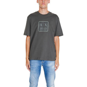 Armani Exchange green slim-fit t-shirt for men, crafted from 100% cotton, showcasing premium t-shirt quality and timeless design.