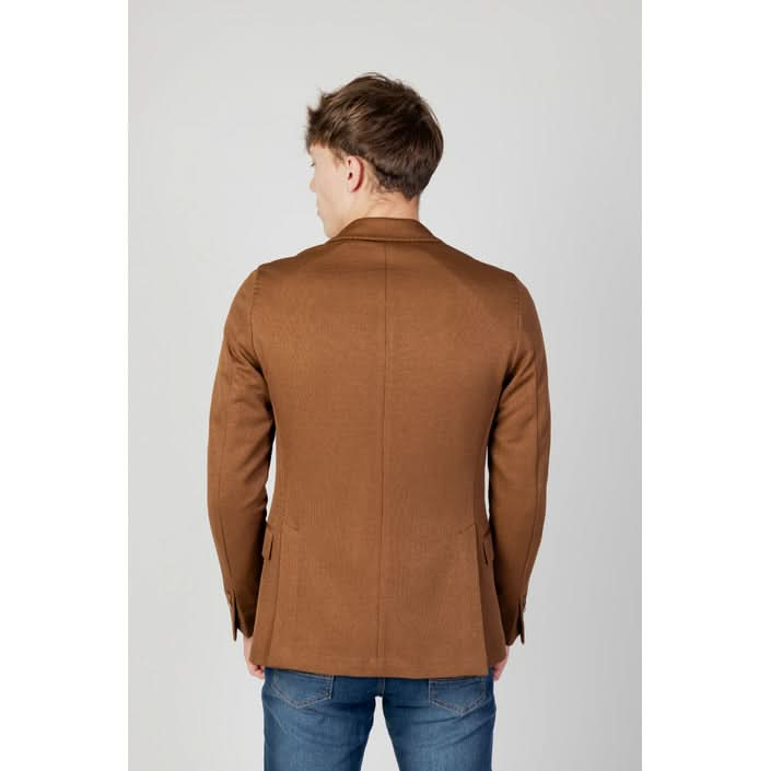 Mulish Men's Brown Blazer - Luxurious Blend of Polyester and Lycra-back view 2