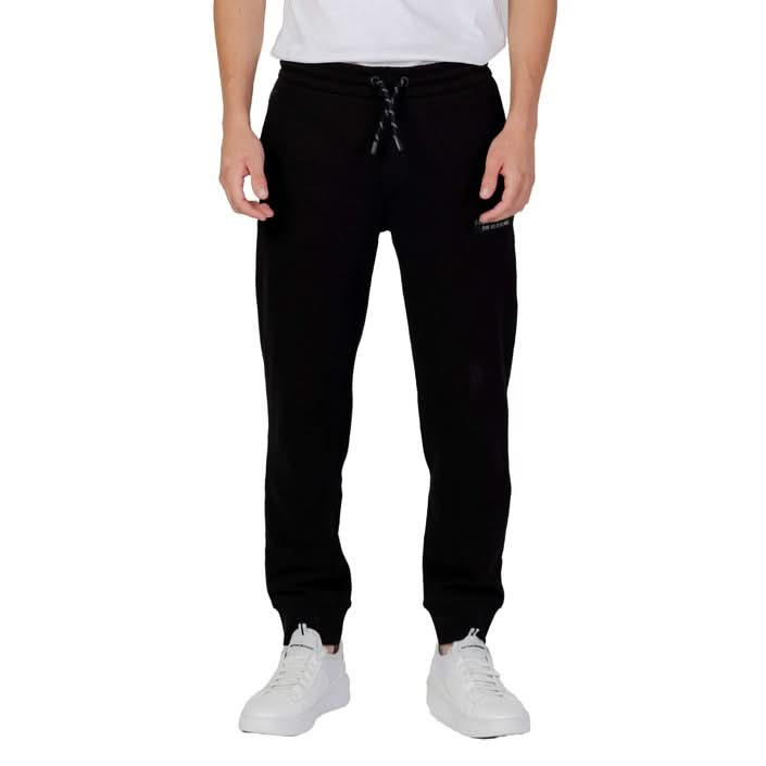 Black Armani Trousers for Men with lace fastening, crafted from premium cotton and polyester blend.