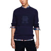 Tommy Hilfiger Men’s Blue Knitwear with long sleeves and round neck, made from 100% cotton.