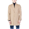 Mulish Men's Beige Coat - Front View with Lapel Collar and V-neckline