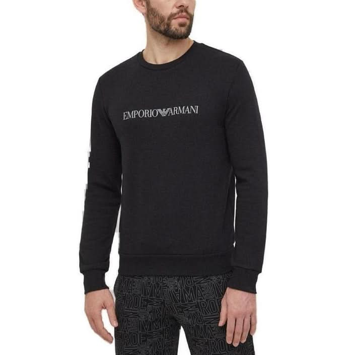 Emporio Armani Underwear Men's Black Printed Sweatshirt - Round Neck