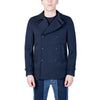 Mulish Men's Blue Coat - Front View with Lapel Collar and Button Fastening