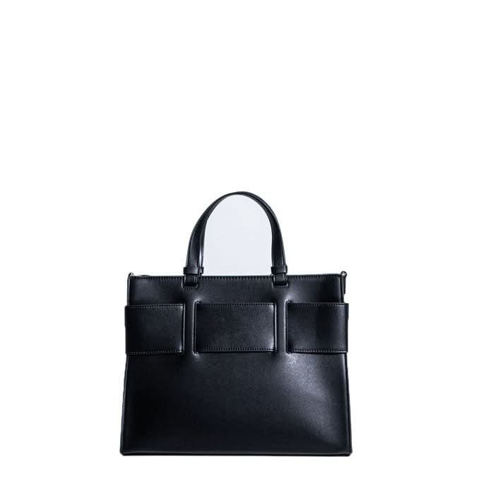 Men’s black handbag by Armani Exchange with plain pattern, shoulder strap, and rugged polyester/polyurethane build for a sophisticated Fall/Winter look