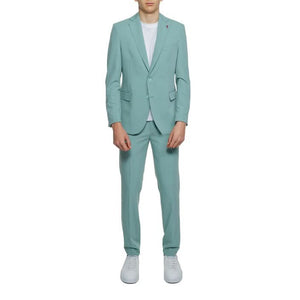 Mulish Men's Green Suit - Front View with Lapel Collar and Tailored Fit