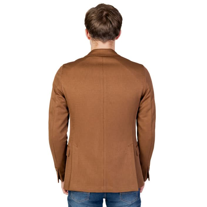 Mulish Men's Brown Blazer - Luxurious Blend of Polyester and Lycra, back view