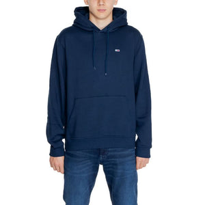 Tommy Hilfiger Men’s Blue Sweatshirt with hooded collar, slip-on design, and long sleeves.