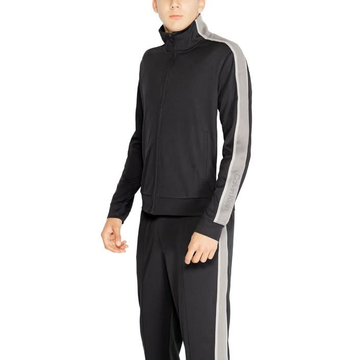 Calvin Klein Sport Men's Plain Black Sweatshirt with Mandarin Collar