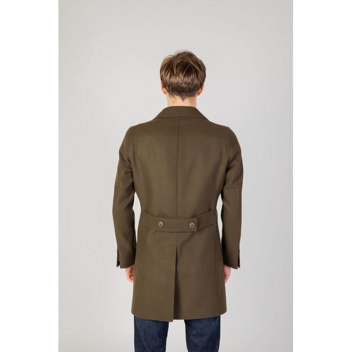 Mulish Green Coat for Men - Versatile Plain Pattern for Fall/Winter