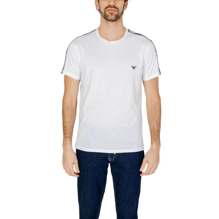 Emporio Armani Men's White T-shirt - 100% Cotton Round Neck