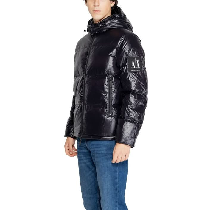 Stay warm and stylish this Fall/Winter with the Armani Exchange Black Jacket. Features a hood, front pockets, and a sleek slip-on design, made from durable polyamide