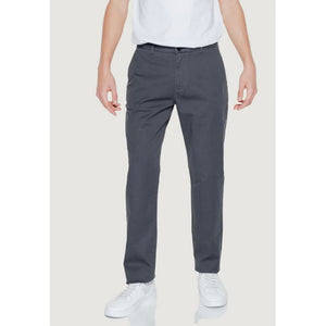 Armani Exchange Men’s Trousers in black - Luxury cotton blend, slim fit, plain pattern, perfect for both formal and casual wear.