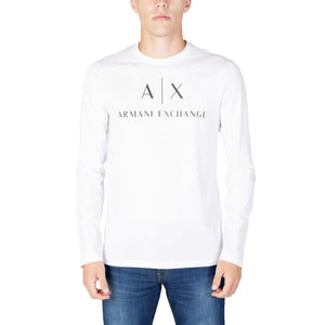 Armani Exchange White Plain T-shirt for men, featuring a round neck and short sleeves, made from 100% cotton.