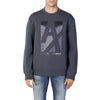 Armani Exchange grey sweatshirt with trendy print and round neck, ideal for stylish, ambitious men.