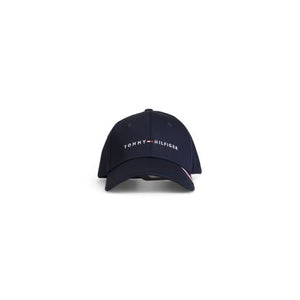 Close-up of Tommy Hilfiger Men’s Black Cap, showcasing the print design and buckle fastening.