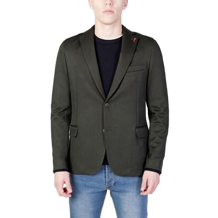 Mulish Men's Plain green Blazer - Tailored Fit and Button Fastening