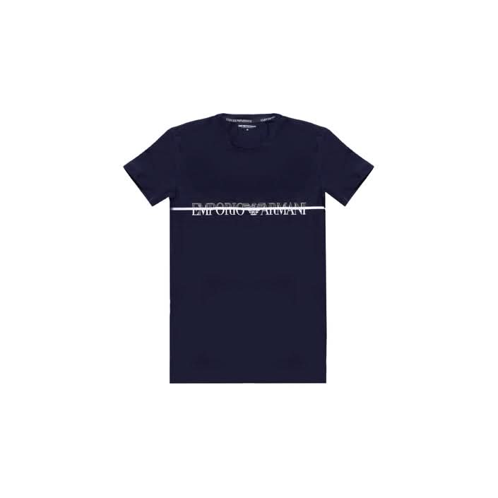 Emporio Armani Men’s Blue Printed T-shirt with round neck and short sleeves.