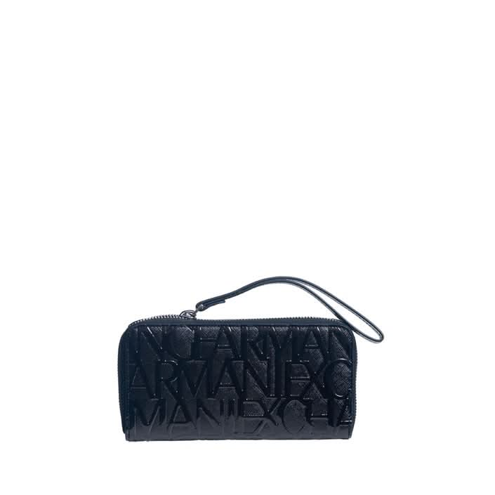 Armani Exchange Women’s Black Wallet – Elegant design with zip fastening and inside compartments. Crafted from polyester and polyurethane for Fall/Winter luxury."