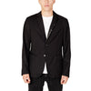 Armani Exchange Black Blazer for Men with a lapel collar and button fastening, crafted from a luxurious silk blend for Fall/Winter.