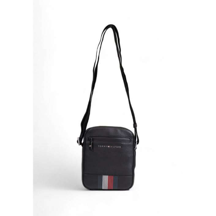 Tommy Hilfiger Men’s Black Shoulder Bag with front pockets and zip fastening.