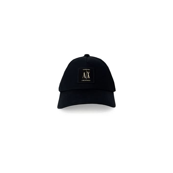 Armani Exchange Black Cap made from 100% cotton, featuring a sleek, plain design ideal for Spring/Summer styling.