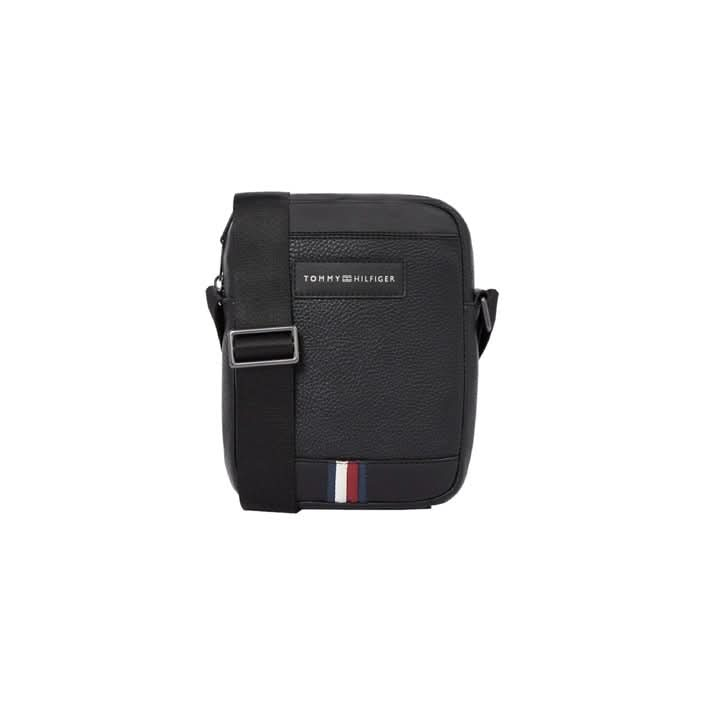 Tommy Hilfiger Men’s Black Shoulder Bag with front pockets and zip fastening.
