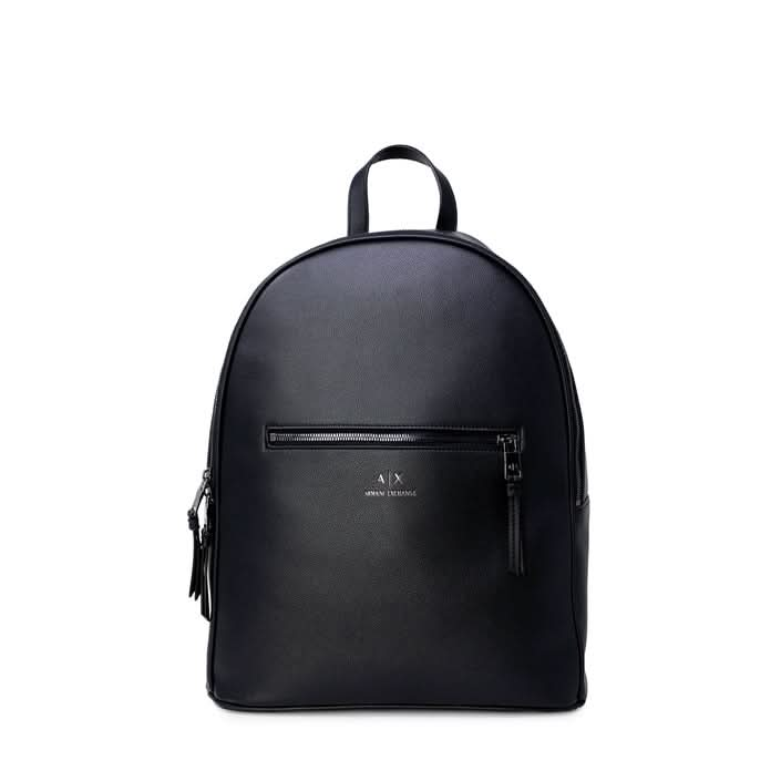 Armani Exchange Men's Black Rucksack, 100% polyester, 39x30x14 cm, with zip pockets and fastening. Stylish and durable Fall/Winter bag available at Poshbro.