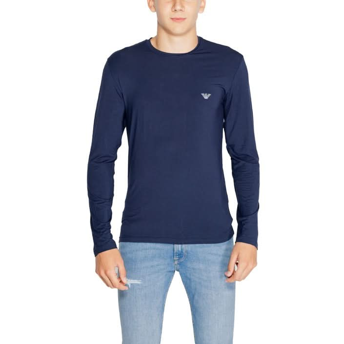 Emporio Armani Underwear Men's Blue Long Sleeve T-shirt - Modal Blend Round Neck