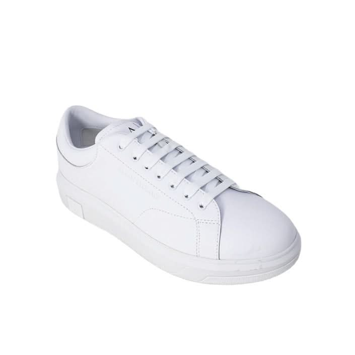 Elegant white leather sneakers by Armani Exchange, featuring a clean, sporty design with a lace-up closure and rubber sole, perfect for enhancing your Fall/Winter wardrobe.







