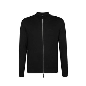 Armani Exchange Black Cardigan with zip fastening, made from 100% cotton for stylish comfort in Fall/Winter.

