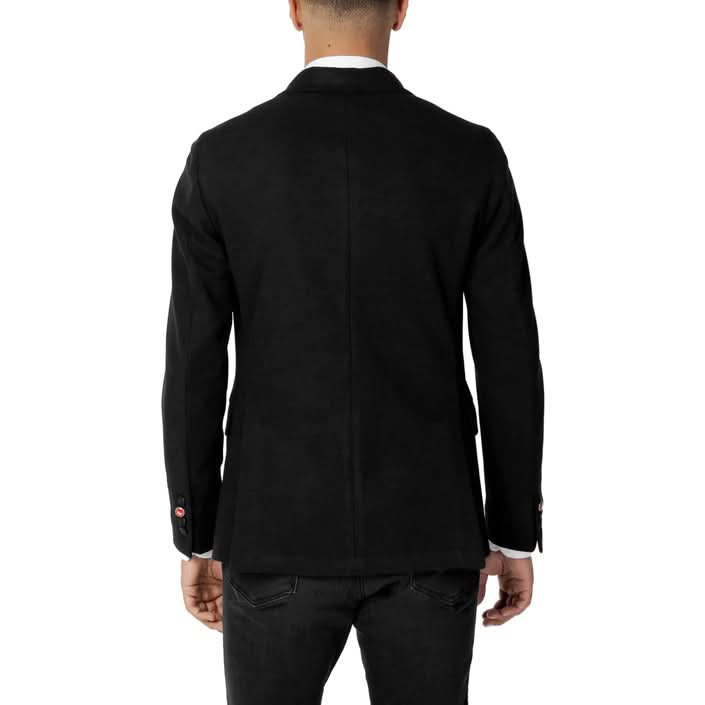 Mulish Men's Plain Black Blazer - Tailored Fit and Button Fastening