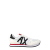 Armani Exchange men's white sneakers, a stylish accessory to complete your look with beige trousers and a black blazer.