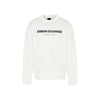 Armani Exchange men's white print sweatshirt with round neck and slip-on style—ideal for ambitious Fall/Winter fashion.