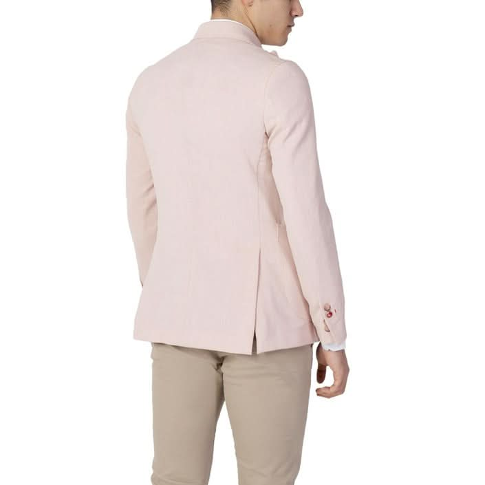 Mulish Men's Plain Pink Blazer - Tailored Fit and Button Fastening