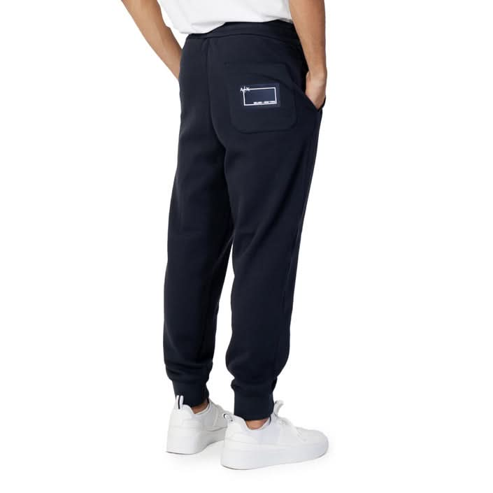 Armani Exchange blue trousers with front pockets, made from sustainable cotton blend