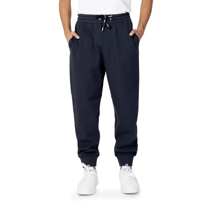 Luxury blue Armani trousers for men with lace fastening, perfect for smart-casual looks