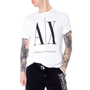 Fashion-forward white T-shirt from Armani Exchange, designed with a striking print for an unforgettable appearance at high-profile events in LA.