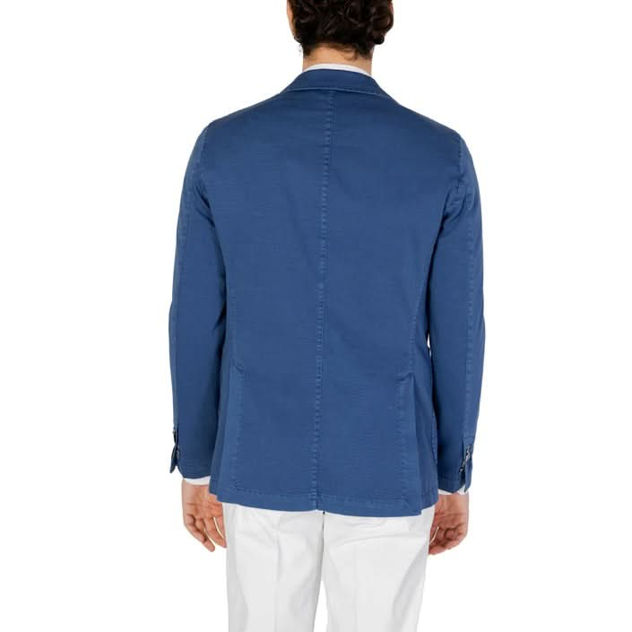 Mulish Men's Plain Blue Blazer - Tailored Fit with Button Fastening
