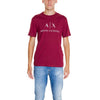 Armani Exchange bordeaux printed T-shirt for men, crafted from 100% cotton. A sustainable luxury piece reflecting Armani’s eco-friendly fashion approach.